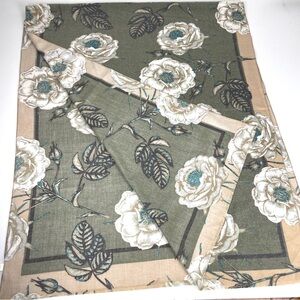 Floral Cashmere Cotton Blend Scarf Wrap Shawl